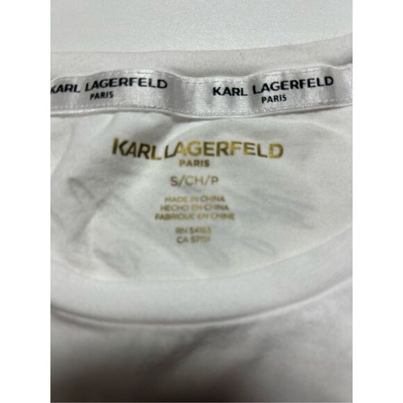 Karl Lagerfeld Small (SM) T-Shirt Gold Logo - Picture 3 of 6